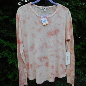 AMO Sherbert Tie-Dye ScoopNeck Tee with Rounded Hem NWT